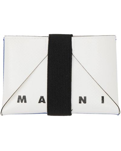 Marni Blue & White Fold Card Holder - Black