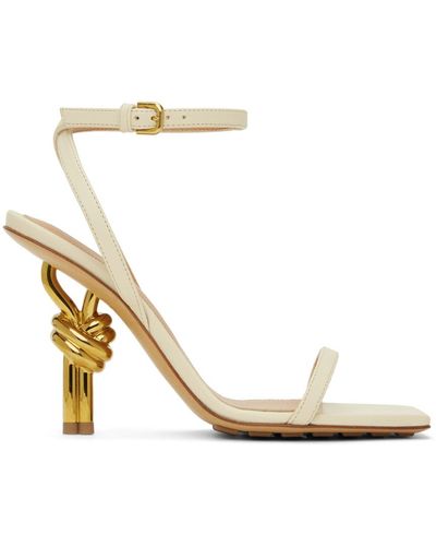 Bottega Veneta Off-white Knot Sandals - Metallic