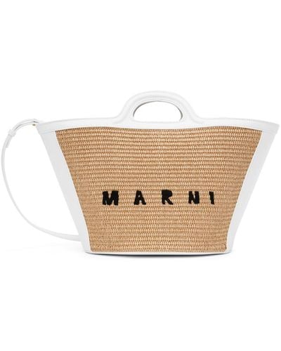 Marni &ホワイト スモール Tropicalia バケットバッグ - ブラック