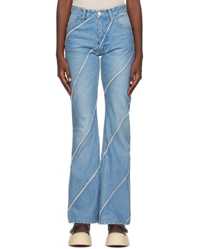 PERVERZE Ssense Exclusive Nano Mist Denim-bias Line Jeans - Blue