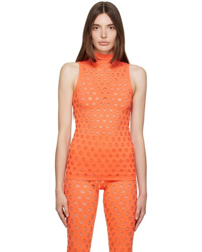 Maisie Wilen Perforated Tank Top - Orange