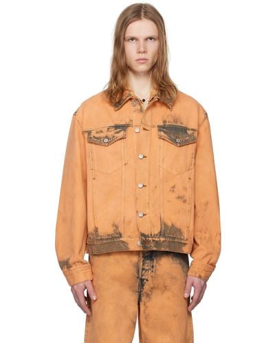 Dries Van Noten Orange Bleached Denim Jacket