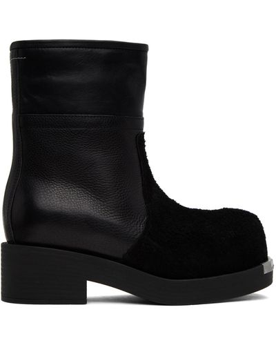 MM6 by Maison Martin Margiela Leather Boots - Black