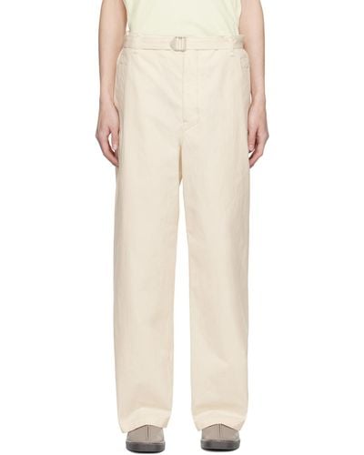 Lemaire Off- Seamless Belted Trousers - Natural