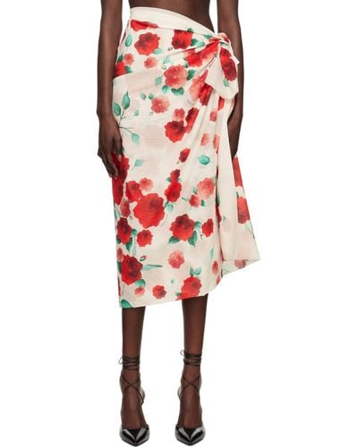 Magda Butrym Off-white Floral Maxi Skirt - Red