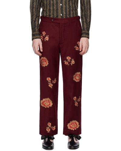 Bode Burgundy Rococo Pants - Red