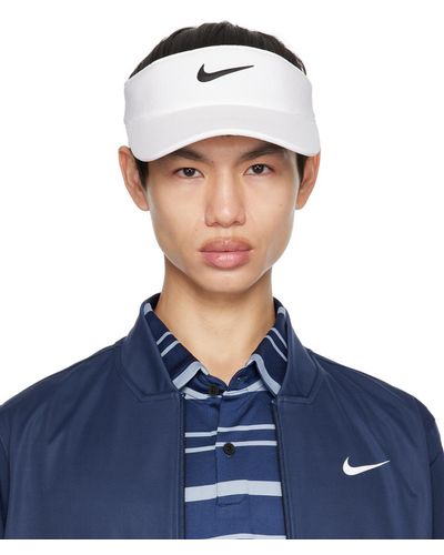 Nike White Dri-fit Aerobill Visor - Blue