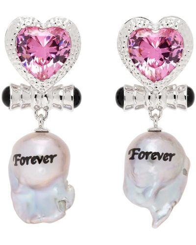Jiwinaia 'forever' Pearl Drop Earrings - Pink