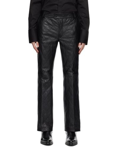 Ernest W. Baker Quilted Leather Pants - Black