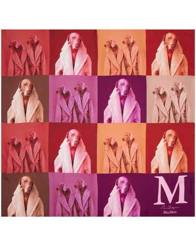Max Mara Foulard rouge et mauve à motif imprimé - Violet