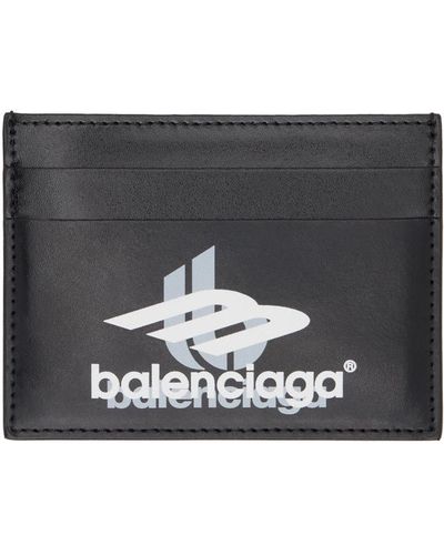Balenciaga Porte-cartes noir à logo imprimé - Métallisé
