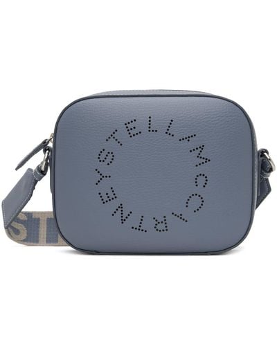 Stella McCartney ブルー グレイン オルターマット ミニ ロゴ カメラバッグ
