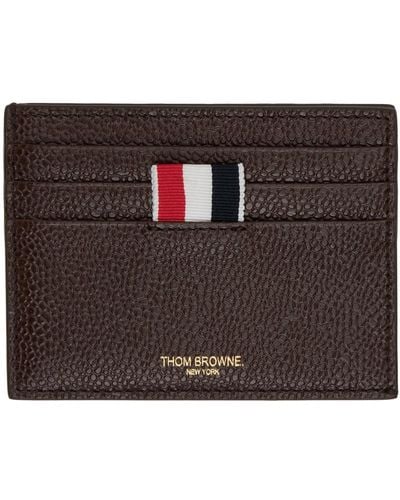 Thom Browne Brown Leather Card Holder - Black