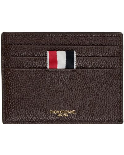 Thom Browne Thom e porte-cartes brun en cuir - Noir