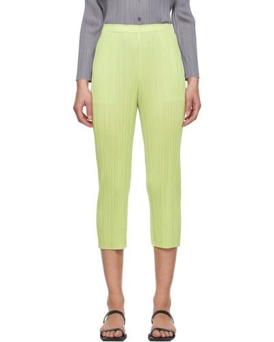 Pleats Please Issey Miyake Green Monthly Colours April Pants - Yellow