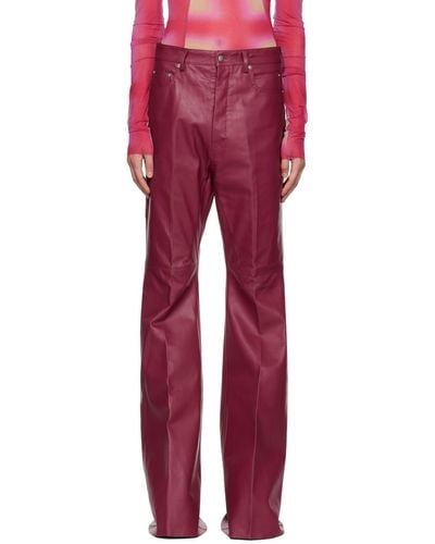 Rick Owens Pink Bolan Leather Pants - Red