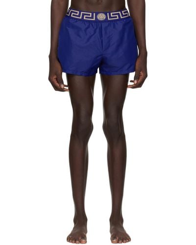 Versace Blue Greca Border Swim Shorts