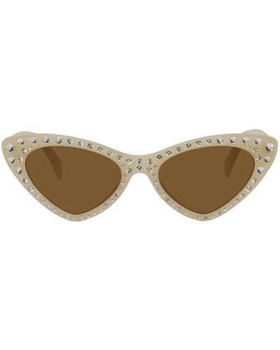 Moschino Off-white Cat-eye Crystal Sunglasses - Black