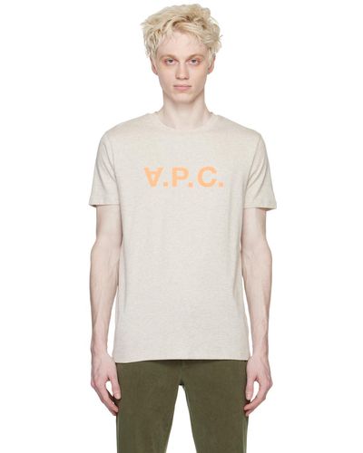 A.P.C. . Grey 'vpc' H T-shirt - Natural