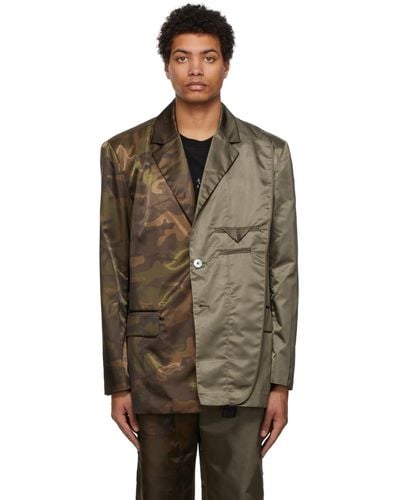 Feng Chen Wang Camouflage Panelled Blazer - Multicolour