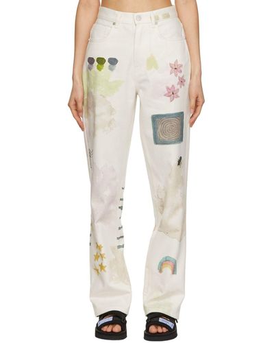 McQ Mcq Off-white Turn Up Illustrated Jeans