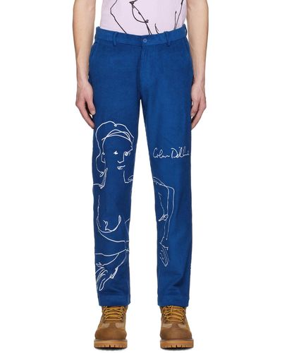Kidsuper Embroide Pants - Blue