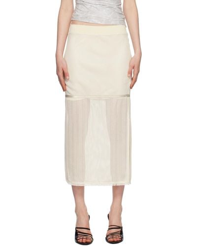 Helmut Lang Off-white Tiered Midi Skirt - Natural