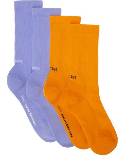 Socksss ブルー& ソックス 2足セット - オレンジ