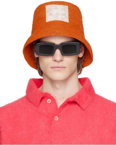 Jacquemus Orange Le Raphia 'le Bob Ficiu' Bucket Hat - Red