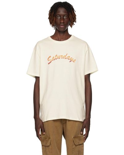 Saturdays NYC T-shirt horizon script blanc cassé - Neutre