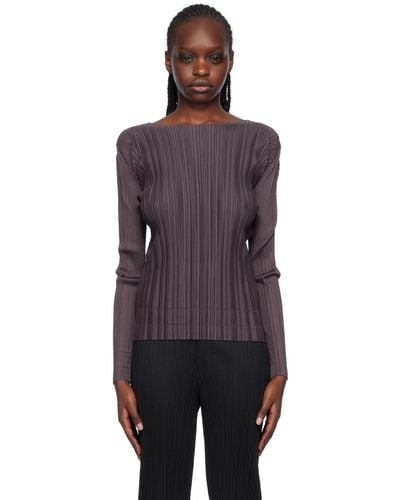 Pleats Please Issey Miyake Purple Soft Pleats Long Sleeve T-shirt - Black