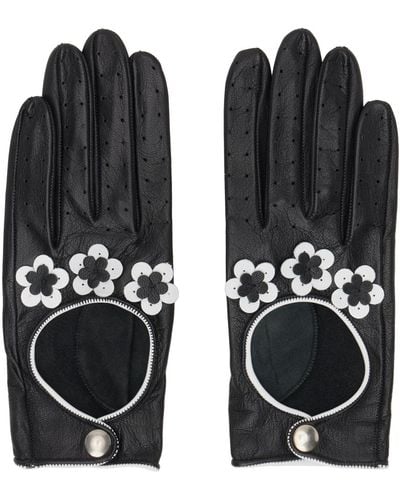 Ernest W. Baker Floral Leather Gloves - Black