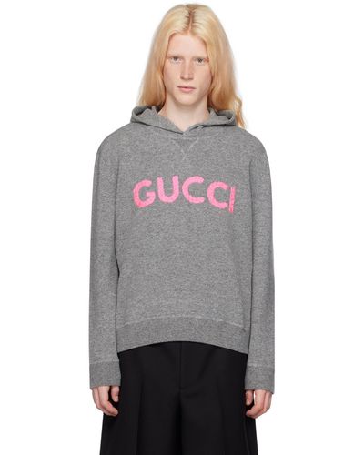 Gucci Sweat-shirt a capuche GG en laine - Gris