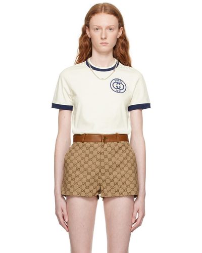 Gucci T-shirt En Jersey De Coton Avec Broderie - Blanc