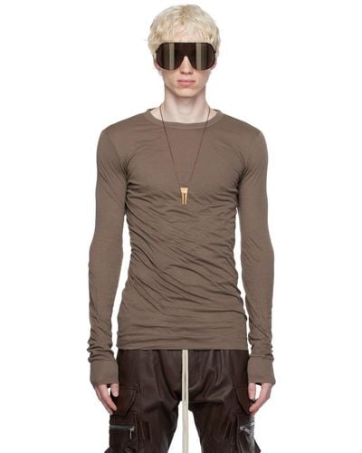 Rick Owens Gray Double Long Sleeve T-shirt - Brown