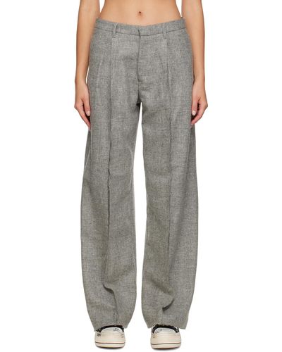 R13 Pantalon gris à coutures visibles - Multicolore