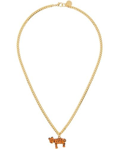 Marni Gold Tiger Charm Necklace - Multicolour