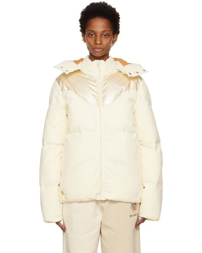 Dime Off- Contrast Puffer Jacket - Natural