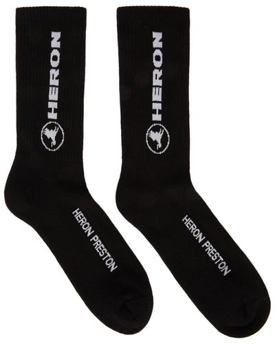 Heron Preston & White 'heron' Long Socks - Black
