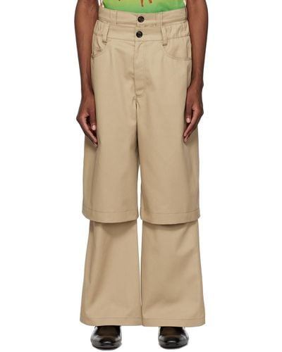MERYLL ROGGE Taupe Double Trousers - Natural