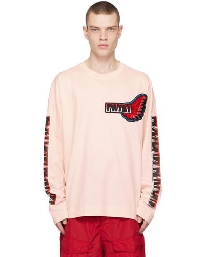 Dries Van Noten Pink Embroidered Long Sleeve T-shirt