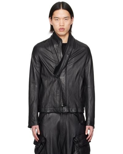 Julius Dimensional Leather Jacket - Black