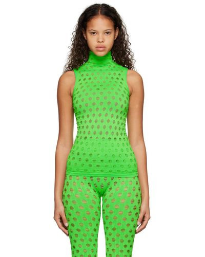 Maisie Wilen Perforated Tank Top - Green