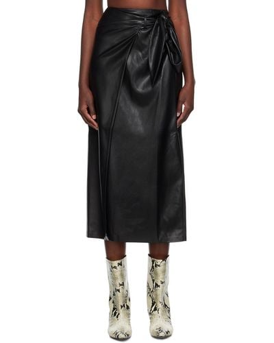 Nanushka Amas Vegan Leather Midi Skirt - Black