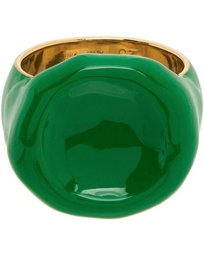 Bottega Veneta Green & Gold Seal Ring