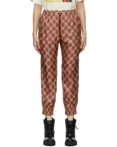 Gucci Lamé-trimmed Silk-twill Track Trousers - Brown