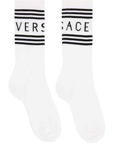 Versace White Athletic Socks - Black