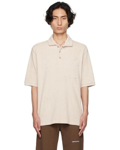 SAINTWOODS Spread Collar Polo - Natural