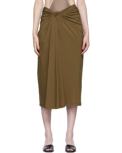 Rosetta Getty Ssense Exclusive Knotted Midi Skirt - Green