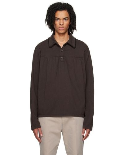 Our Legacy Brown Kewt Piquet Polo - Black